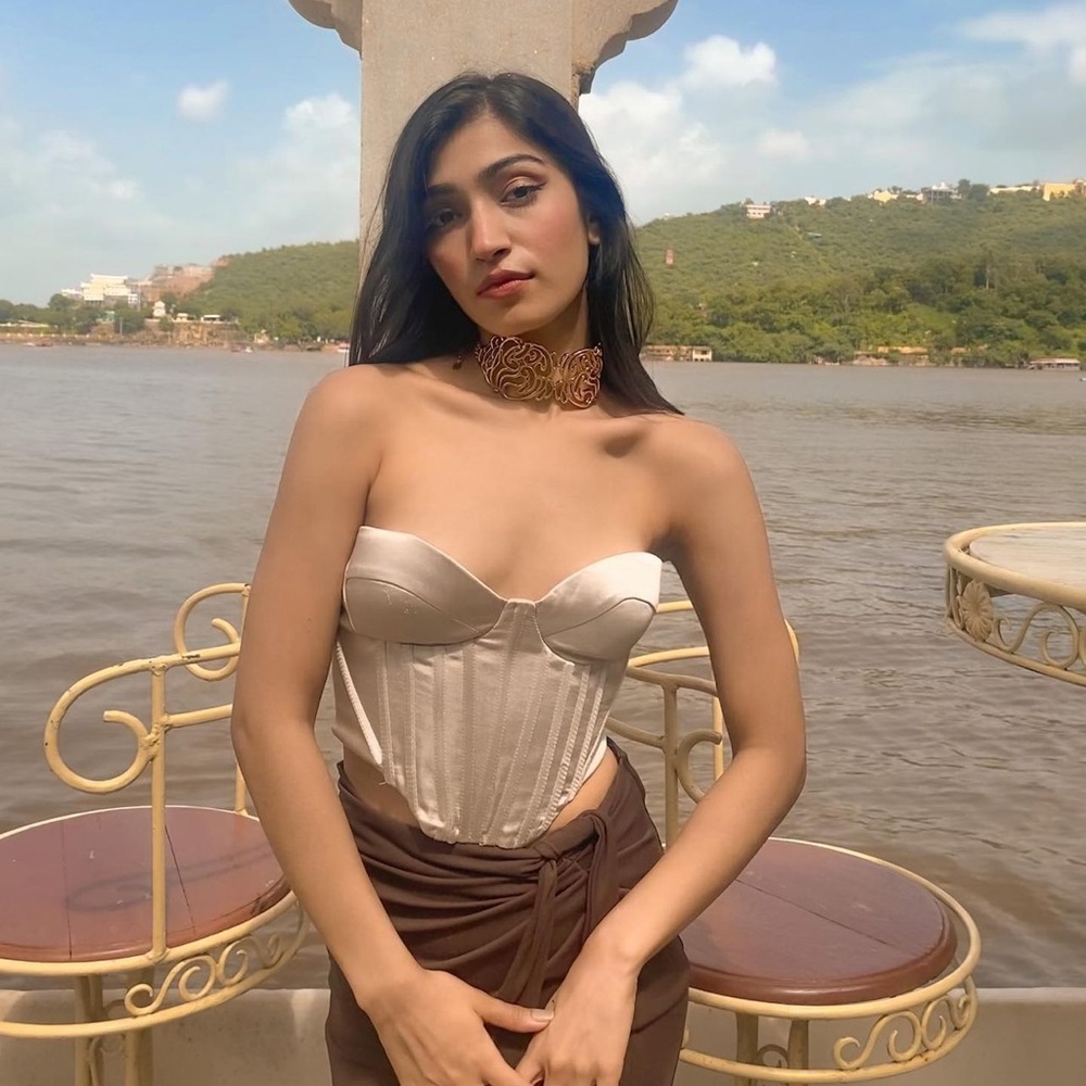 Zara Pearl Gray Satin Effect Corset Top - Picture 4 of 16